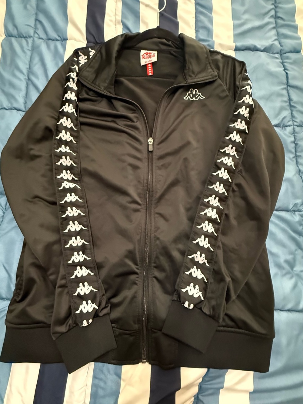 Kappa Black Jacket with Red Logo Tape